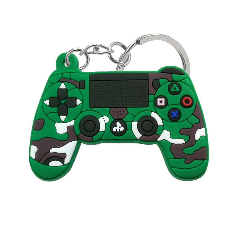 Green Pattern Gamepad PVC Keyring Cute Cartoon Style Keychains Bag Car Pendant