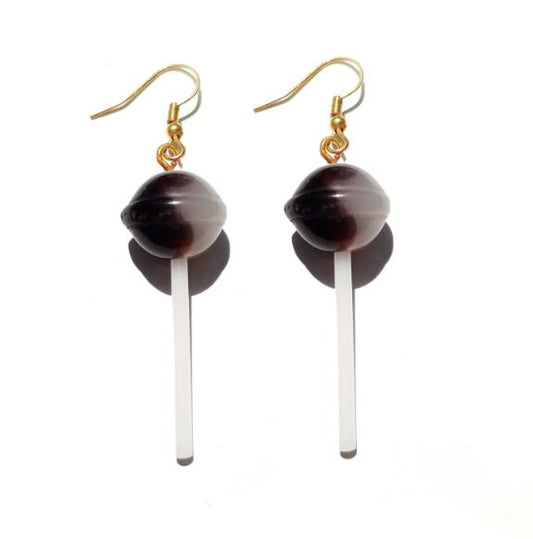 Ombre Black Resin Candy Lollipop Drop Earrings Cartoon Ear Pendants Accessories