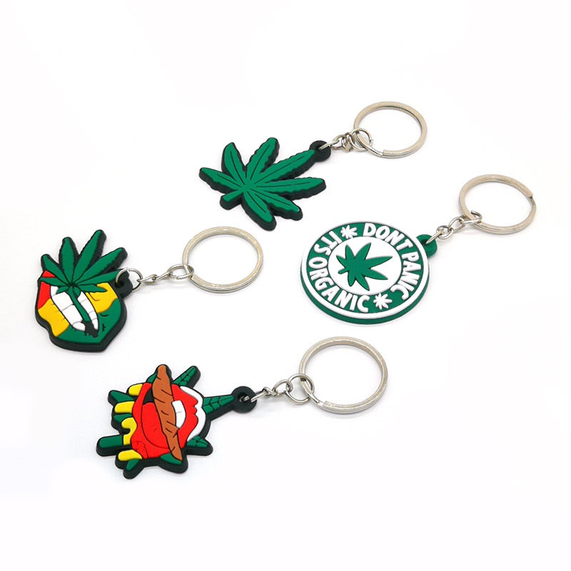 4 Styles Green Plant Lips Design Keychain Cartoon Decoration Charms Key