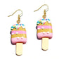 Pink Ice Cream Bar Resin Handmade Drop Earrings Cartoon Art Women Party Jewelry