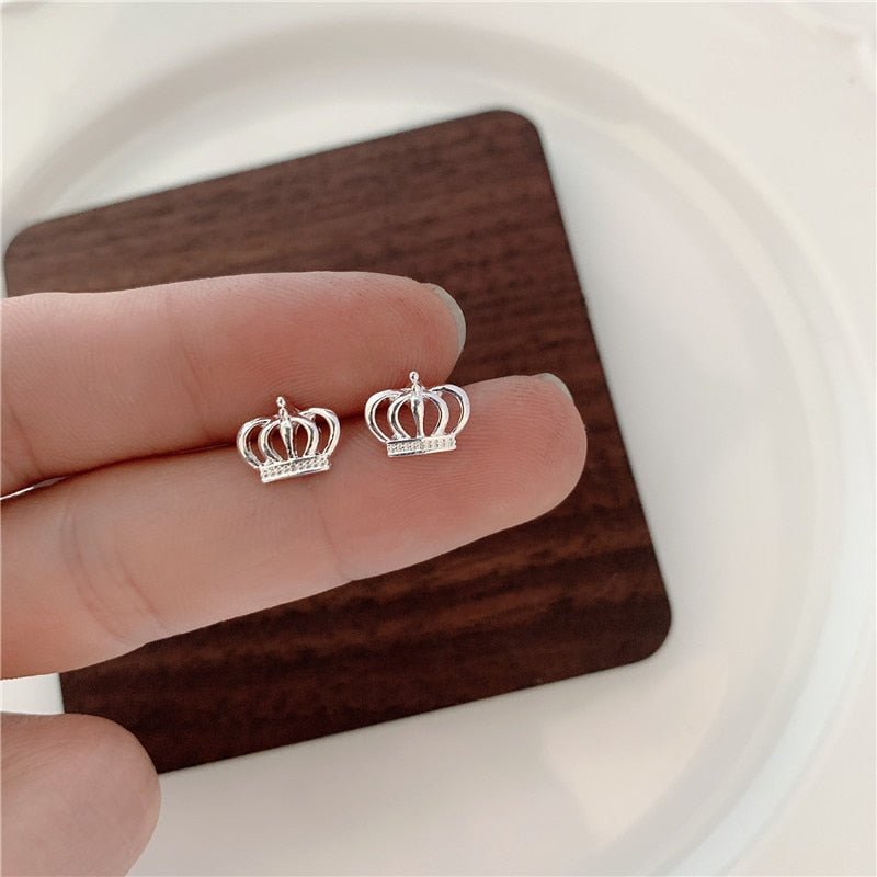 Crown Stainless Steel Mini Stud Earring Ear Piercing Modern Jewelry