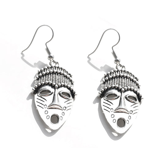 Handmade Carnival Mask Metal Drop Earrings Women Travel Fashion Cartoon Earrings