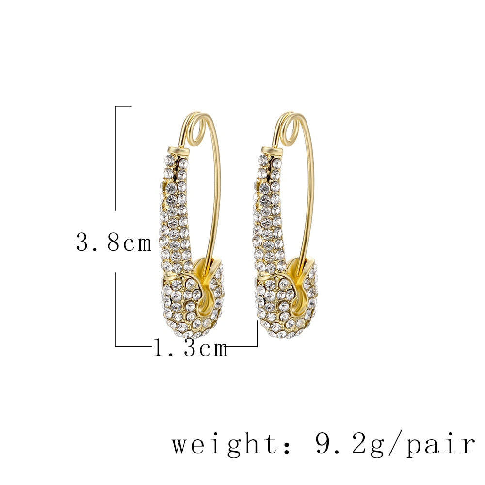 10 Colors Rhinestone Safety Pin Drop Earrings Women Girl Fashion Trendy Jewelry