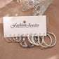 5pairs Textured Silvery Hoop Earrings Fashion Women Summer Party Jewelry Girls