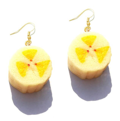 Banana Slice Resin Handmade Drop Earrings Cartoon Art Women Party Jewelry Ear