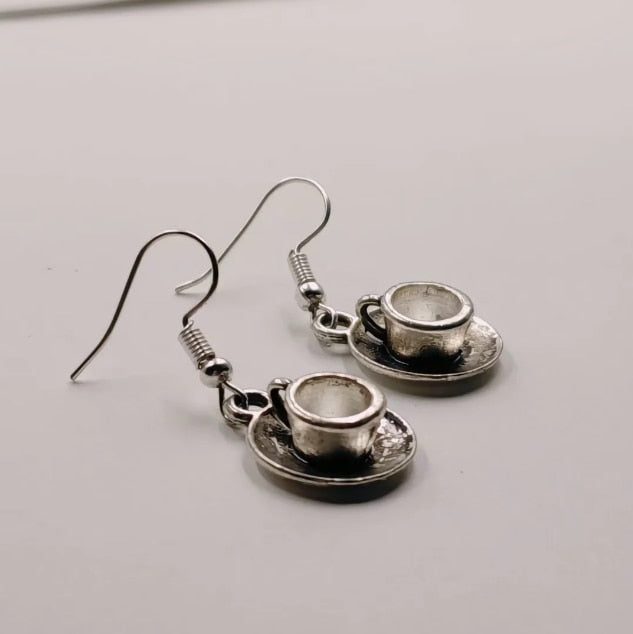 Vintage Tea Cups Dangle Earrings Fashion Party Girls Pendant Earrings Women