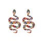 Bead Decor Snake Design Stud Earrings for Women Girls Ear Studs Jewelry Gift