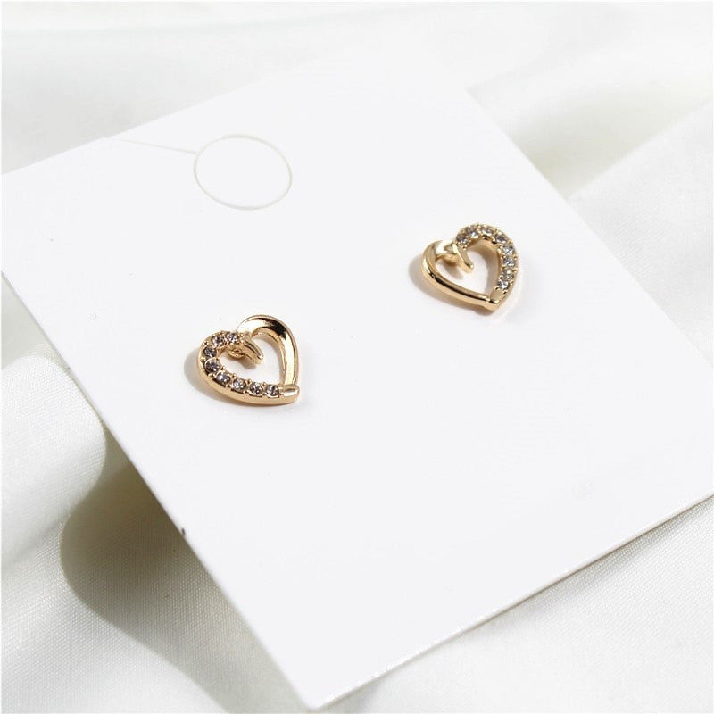 Heart/Leaf Branch Stylish Modern Stud Earrings Zircons Fashion Female Earrings