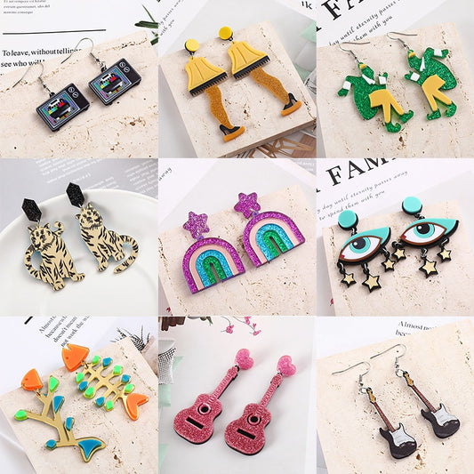 Ruler and Triangle Drop Earrings Female Travel Cartoon Earrings Creative Art