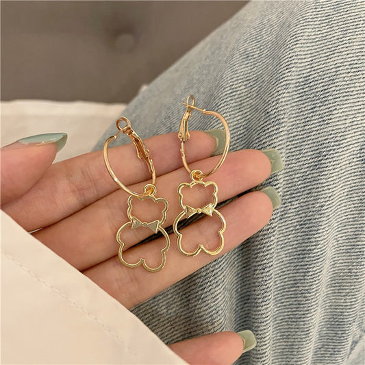 Bear Design Earrings Stud Women Girls Fashion Cute Accessory Jewelry