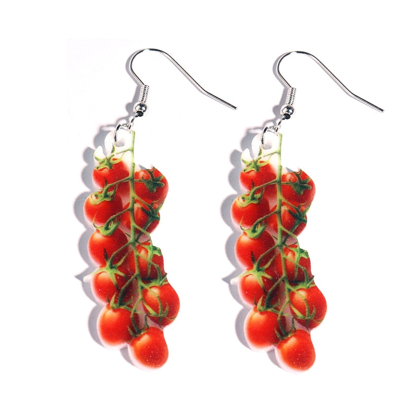 Grape Tomatoes Vegetable Drop Earrings Women Creativity Jewelry Cute Earring