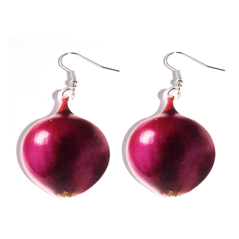 Red Onion Vegetable Drop Earrings Women Creativity Jewelry Cute Earring Girls