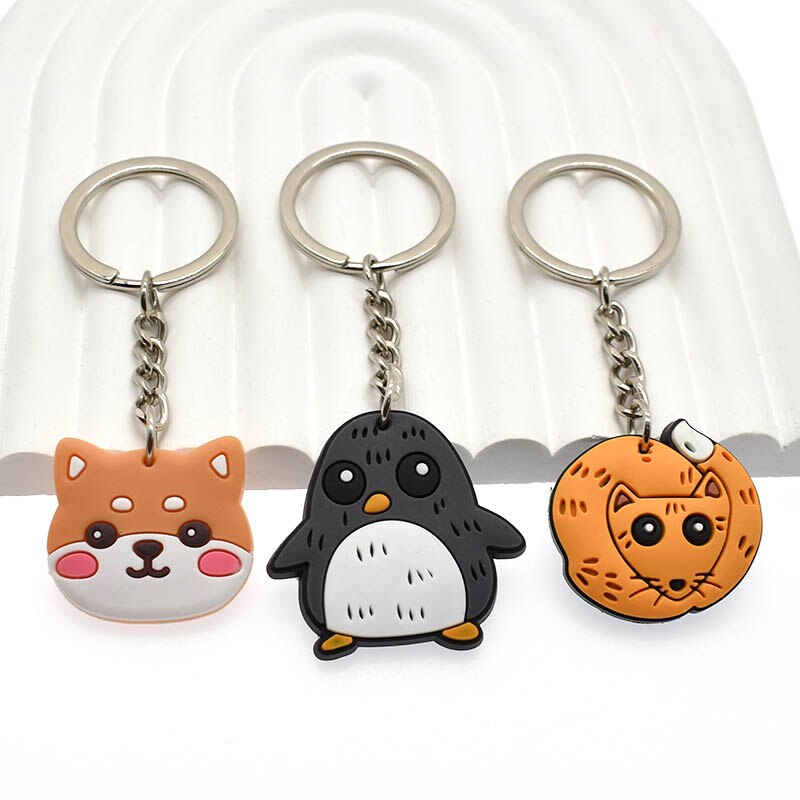 24 Styles Frog Tiger Chicken Panda Animals Cartoon Keychain Lovely Shape Key