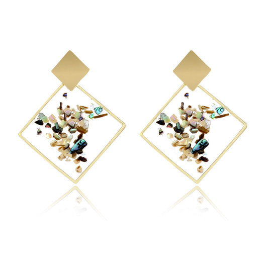 Square Resin Drop Earrings Women Fashion Creative Art Cute Stylish Jewelry