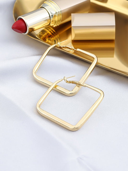Geometric Square Hoop Earrings Women Girl Fashion Trendy Jewelry Accessories