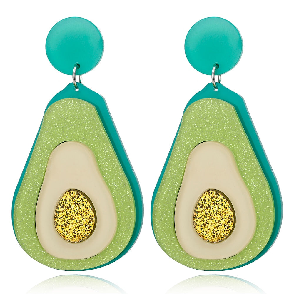 Avocado Acrylic Drop Earrings Women Travel Fashion Cartoon Earrings Creative