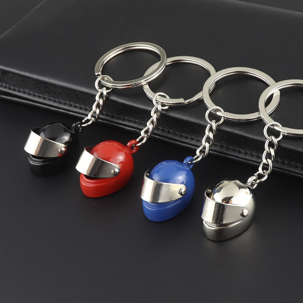4 Colors Simulation Motorcycle Helmet Keychains Exquisite Keyring Charms Gift