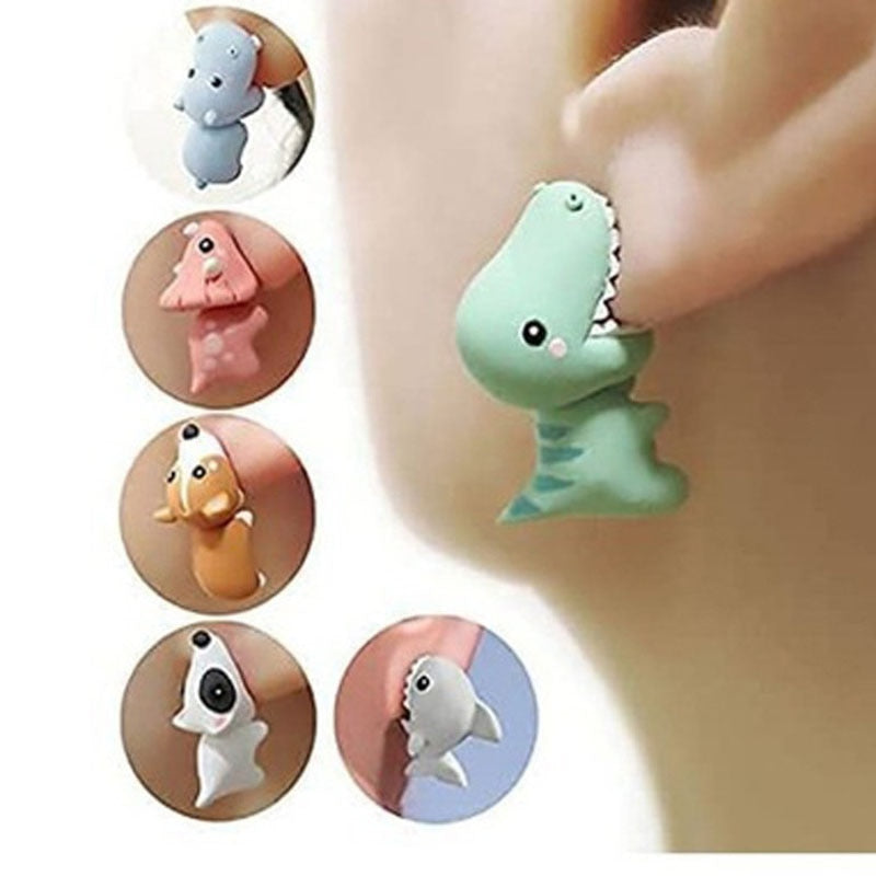 6 Styles Animal Cartoon Cute Ear Studs Female Jewelry Fun Gift Accessories