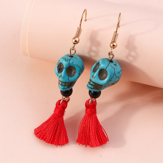 Turquoise Skull Dangle Drop Earrings Women Charms Earring Fashion Creative