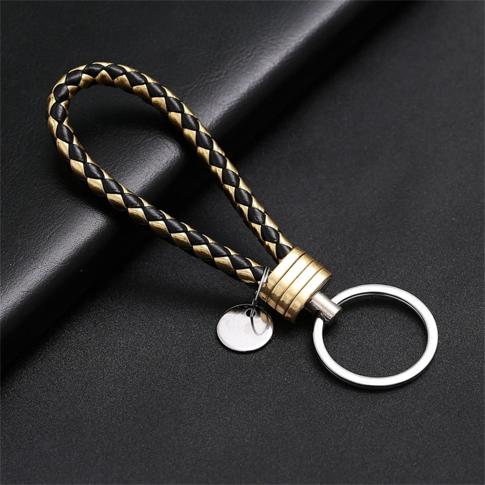 39 Styles PU Leather Braided Woven Rope Keychain DIY Bag Pendant Key Chain