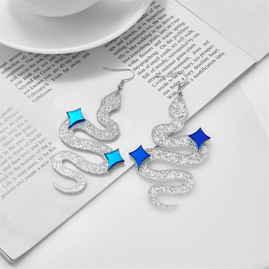 Glitter Snake Star Drop Earrings Women Travel Fashion Cartoon Earrings Creative