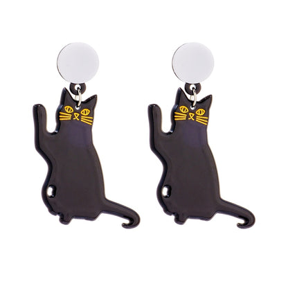 Black Cat Drop Earrings Women Travel Fashion Cartoon Earrings Creative Jewelry