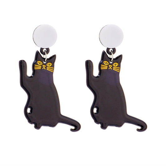 Black Cat Drop Earrings Women Travel Fashion Cartoon Earrings Creative Jewelry