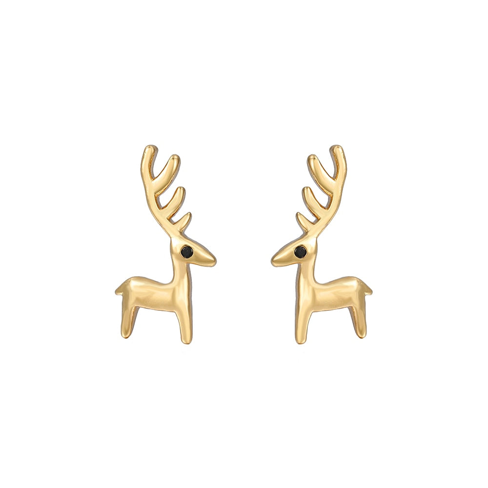 Deer Animal Stud Earrings Women Cubic Zirconia Earings Gift Jewelry