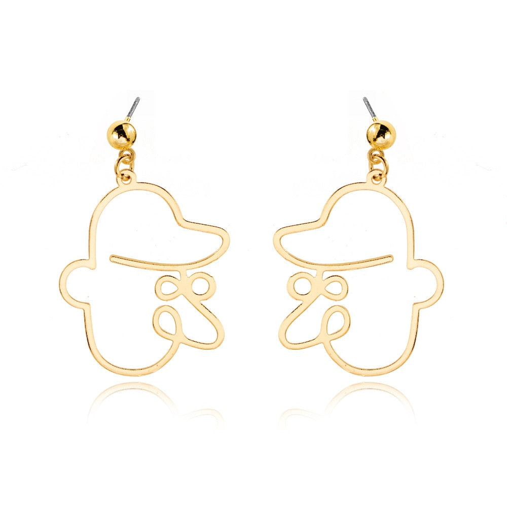 Old Face Hat Retro Abstract Drop Earrings Women Travel Fashion Cartoon Earrings