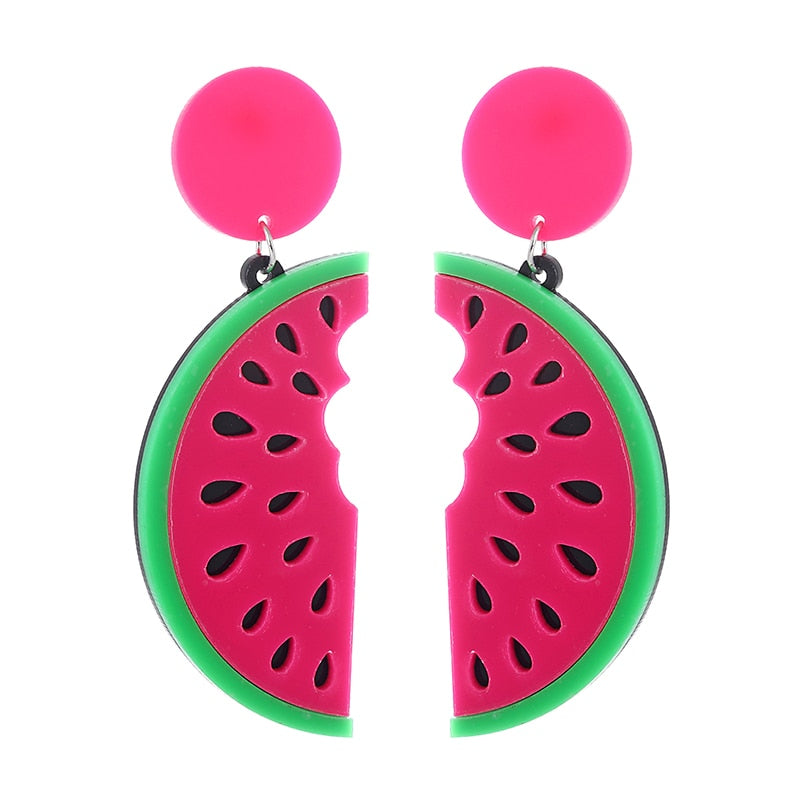 Pink Watermelon Drop Earrings Women Travel Fashion Cartoon Earrings Creative