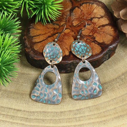 Textured Metal Blue Dangle Earrings Women Party Wedding Jewelry Dangle Gifts