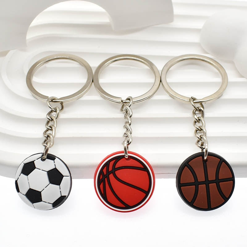 34 Styles Basketball Tennis Baseball Softball Keychain PVC Sports Pendant Key