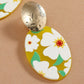 Floral Pattern Oval Lady Cute Dangle Earrings for Women Jewelry Girls Earrings