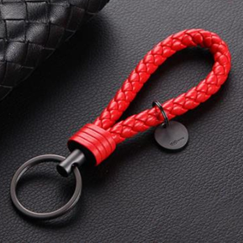 39 Styles PU Leather Braided Woven Rope Keychain DIY Bag Pendant Key Chain