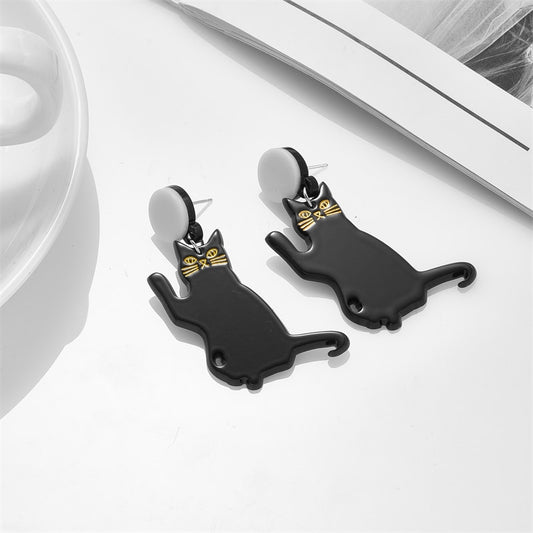 Black Cat Drop Earrings Women Travel Fashion Cartoon Earrings Creative Jewelry