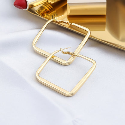 Geometric Square Hoop Earrings Women Girl Fashion Trendy Jewelry Accessories