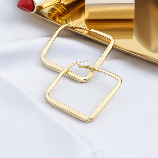 Geometric Square Hoop Earrings Women Girl Fashion Trendy Jewelry Accessories