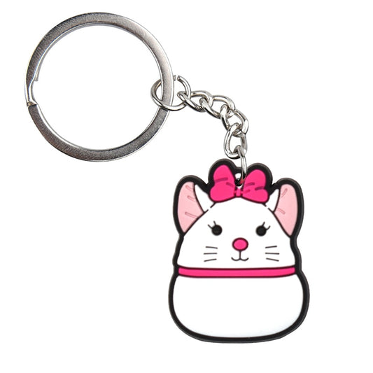 Cat And Bow Cartoon Cute Rubber Keychain Animal Car Key Chain Bag Charm Pendant