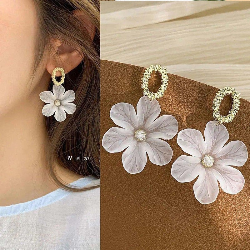 34 Styles Resin Flower Petal Dangle Earrings Fashion Party Girls Pendant