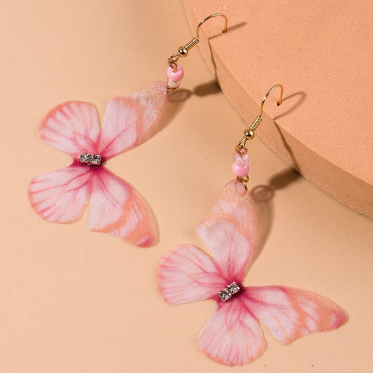 Delicate Pink Butterfly Drop Earrings Women Creativity Jewelry Cute Earring