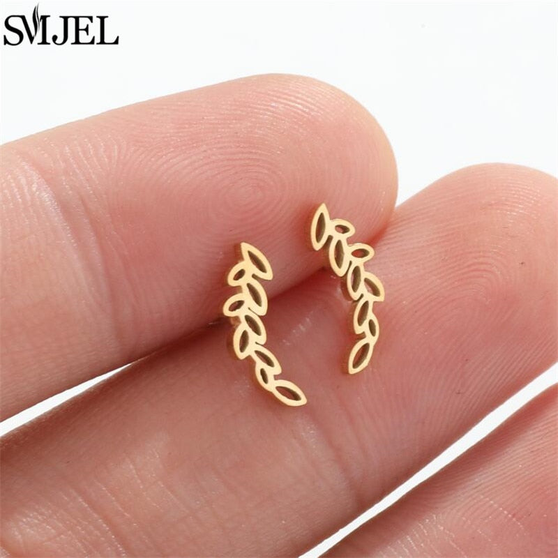 Leaf Branch Fashion Earrings Minimalist Creative Style Ear Studs Earrings