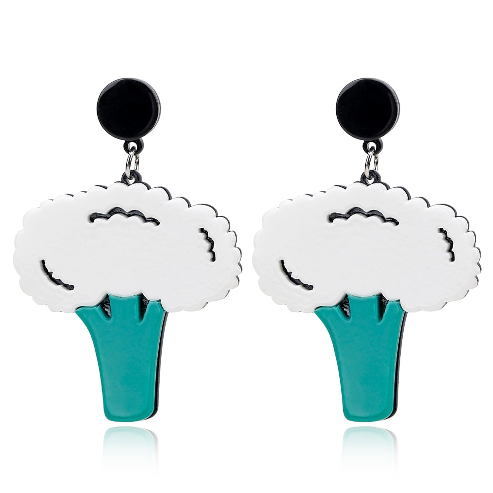 Califlower Acrylic Drop Earrings Women Travel Fashion Cartoon Earrings Creative