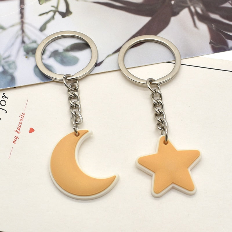 6 Styles Souvenir Gift Litter Star Rubber Keychain Cartoon Cloud Star Moon Key