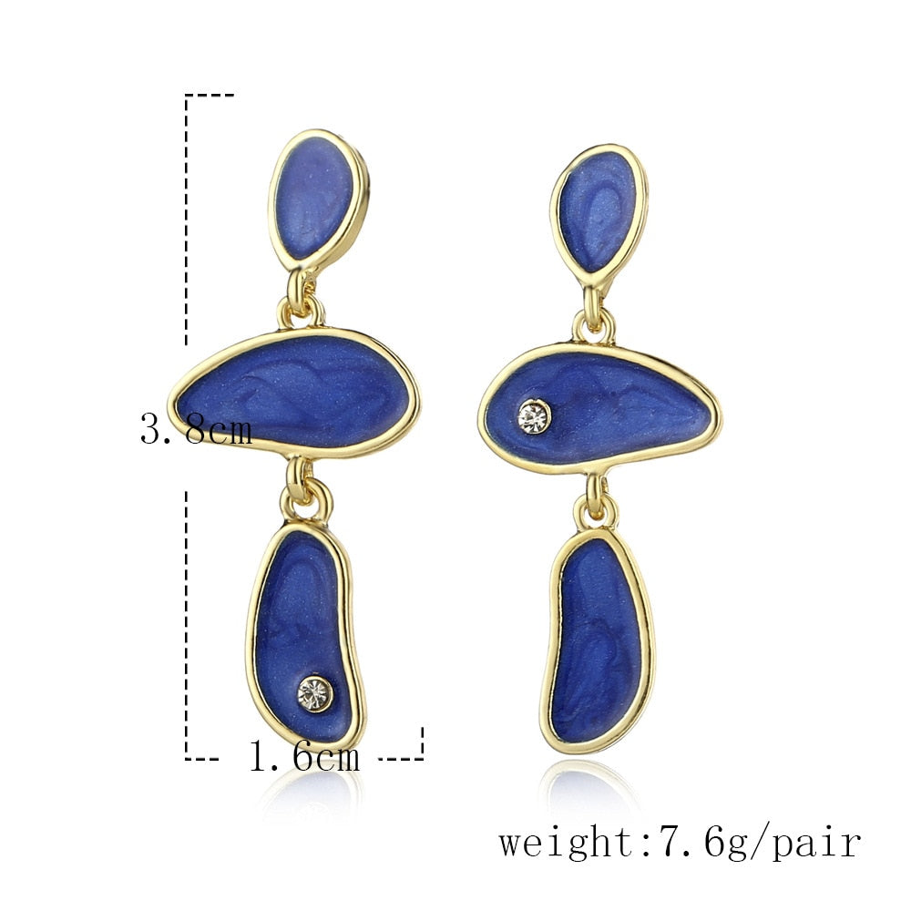 Blue Baroque Stone Shape Dangle Earrings Charms Jewelry Fashion Creative