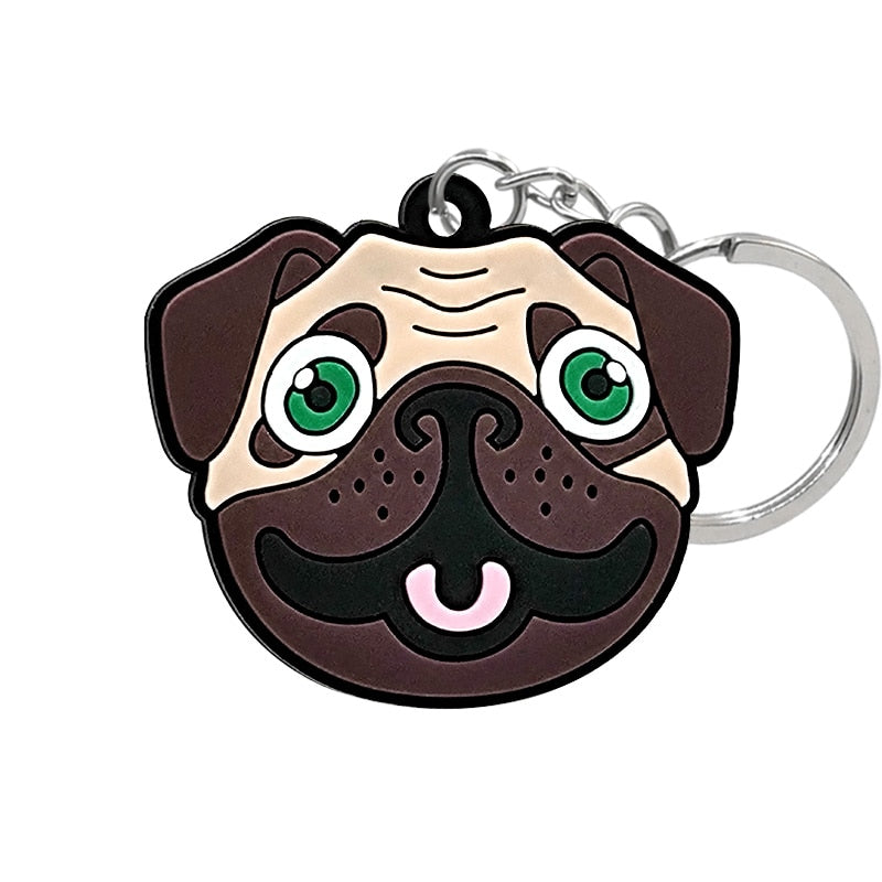 Pug Doggy Face Keychain Cute Key Holder Cartoon Keyring Fashion Charm Jewelry