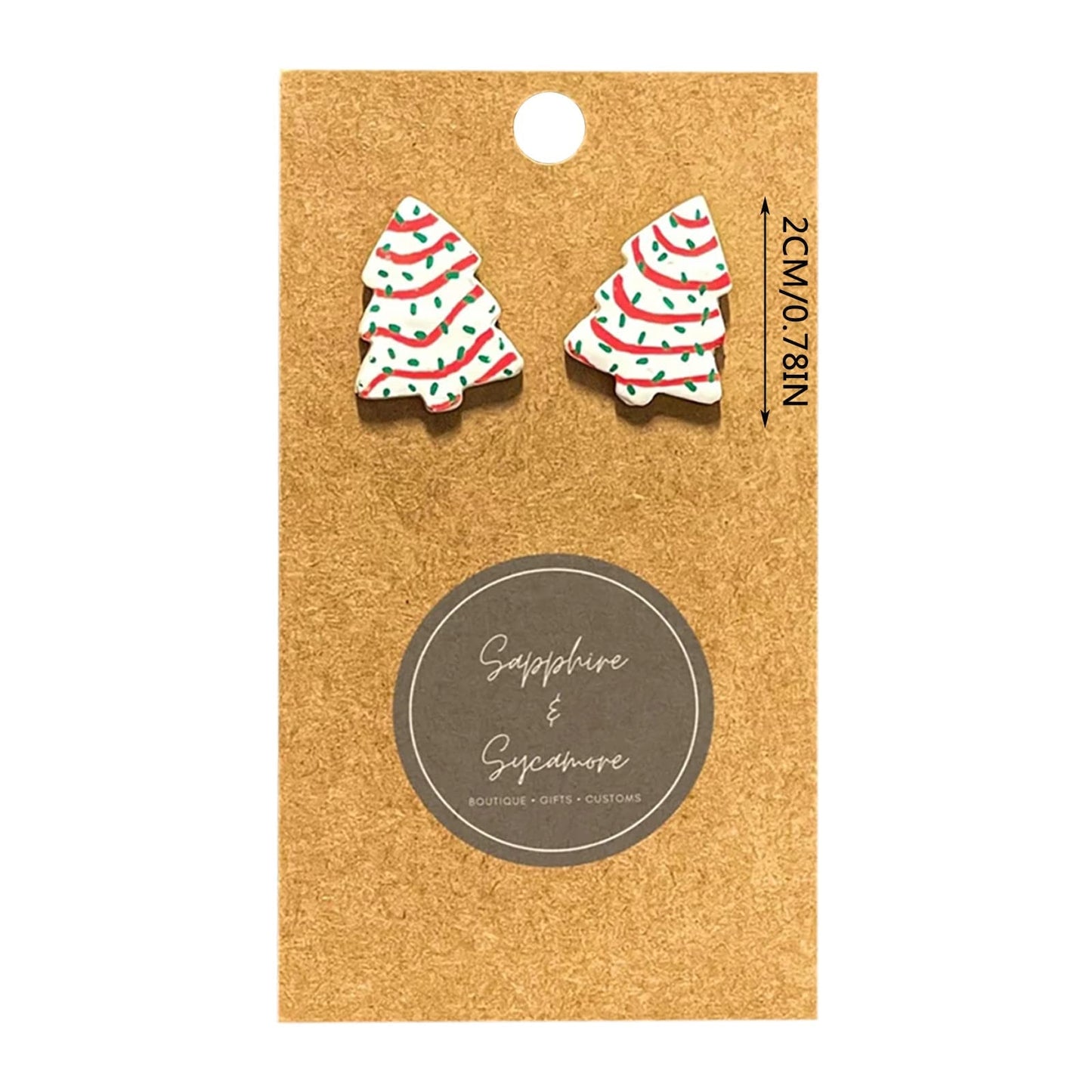 Christmas Tree Drop Earrings for Women Christmas Plaid Print PU Leather Earrings