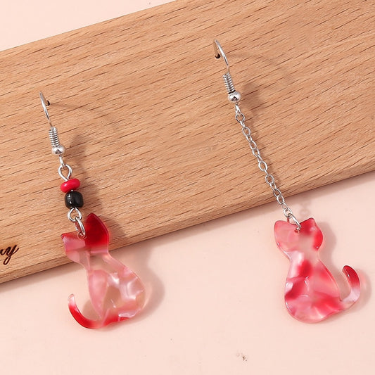 Pink Cat Dangle Earrings Women Charms Earring Fashion Creative Jewelry