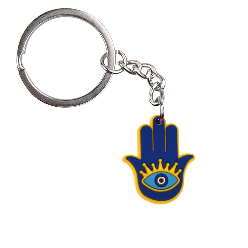 Hamsa Lucky Evil Eye Hand Keychain Cartoon Key Holder Car handbag Keyring Gift