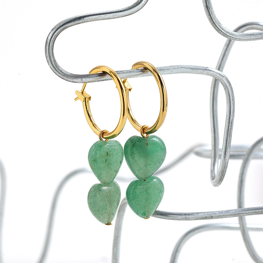 Green Hearts Drop Earrings Women Party Bohemian Jewelry Dangle Gifts Earrings