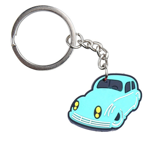 Blue Car Cute Keychain PVC Keychain Backpack Ornaments Pendant Keyring Keyfob